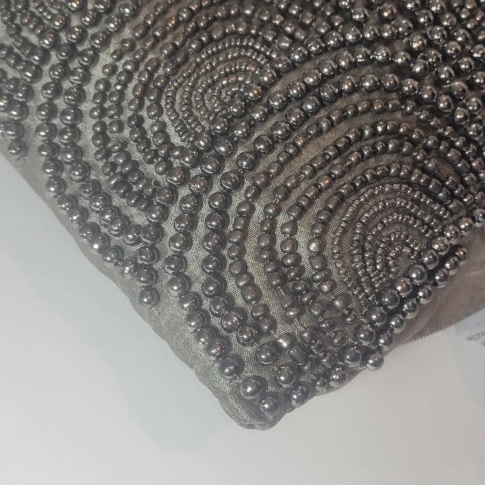 New Rare Donna Karan Metallic Beaded Accent Pillow Hard To Find